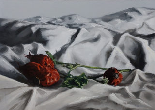 Hagebutten. 2022. Öl auf Leinwand. 100 cm x 140 cm